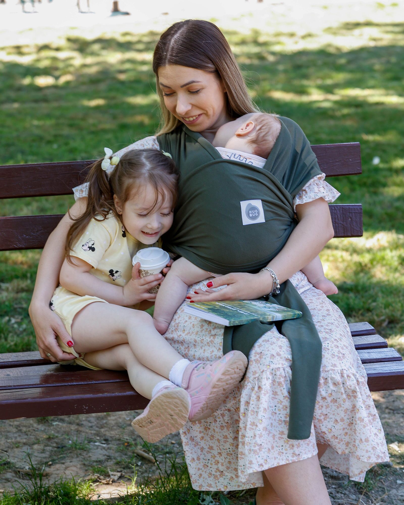 Hug Bug marama za nošenje beba — Maslinasto zelena